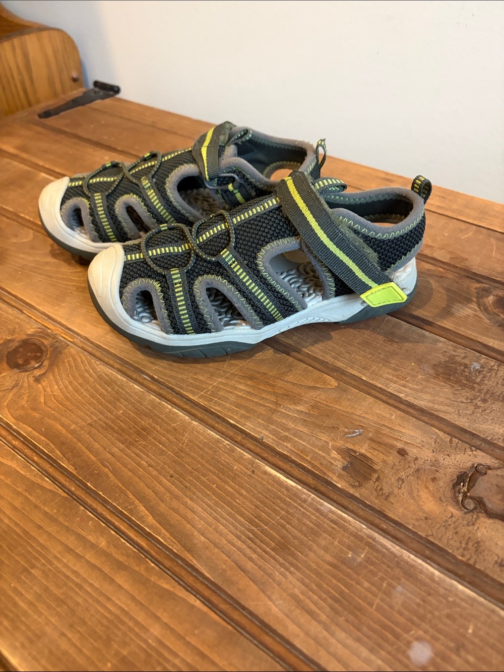 Kids Grey and Lime Active Sandals - Breathable Outdoor Footwear